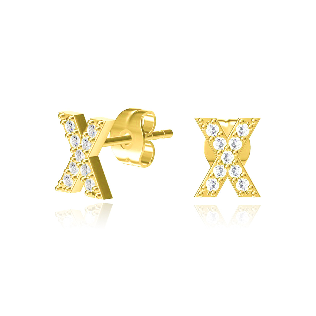 Hot-selling New Letter 26 English Copper Letters Zircon Earring For Women display picture 4