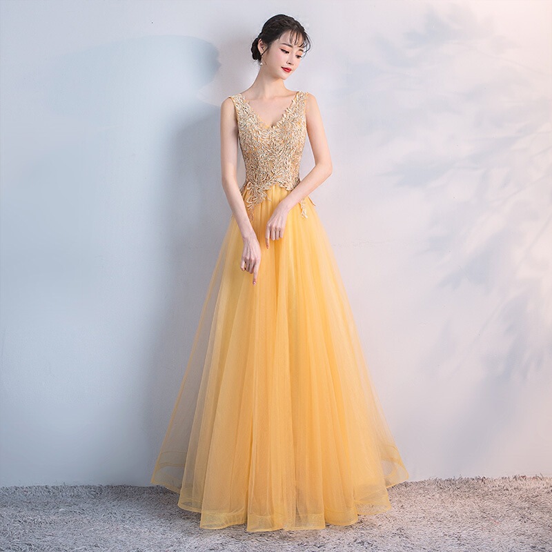 Banquet Dress 2024 New Sexy V Neck Elegant Long Host Slim Dress Cantata Evening Dress