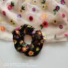 Brand retro hair rope, hair accessory, with embroidery, flowered