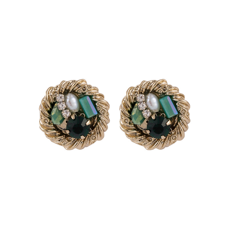 Petites Boucles D&#39;oreilles En Cristal Vert Aiguille En Argent 925 display picture 6