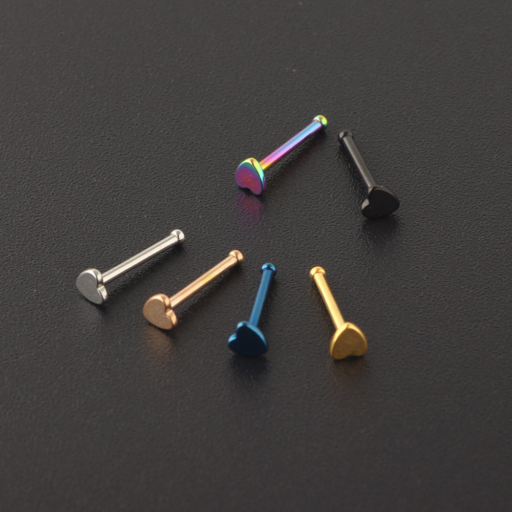 Rose Gold Bear Geometric Nose Stud 316L Surgical Steel Straight Curved Nose Ring Earring detail image 12