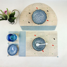 日式和风手织苎麻金鱼绣花餐垫棉麻布艺家居定制麻茶垫杯垫隔热垫