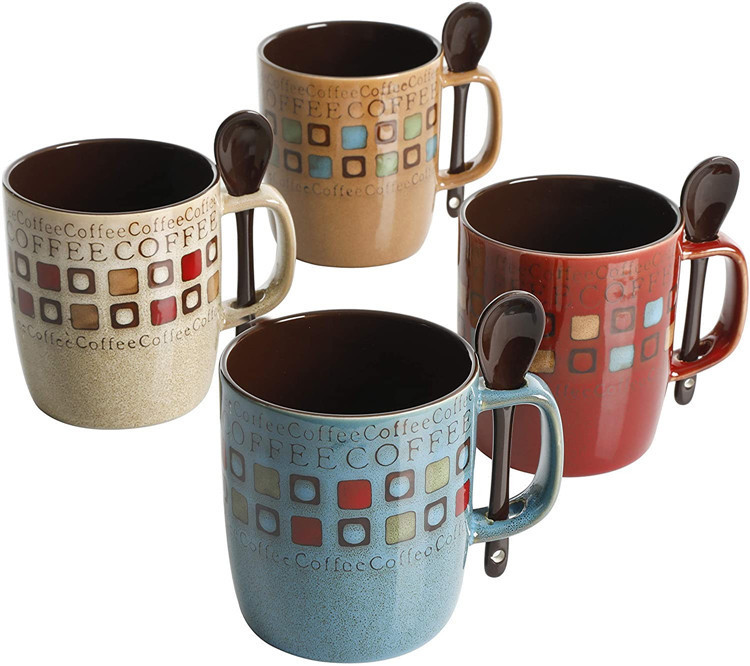 Mr. Coffee 8-piece set of ceramic American coffee cup with spoon set with spoon ceramic mug tea cup