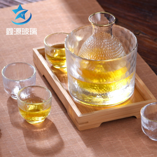 Factory direct sales creative Japanese style transparent sake jug set wine warmer hot wine jug household glass wine jug on behalf of
