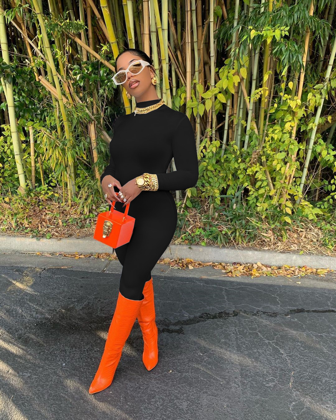 Women Autumn Winter Casual Sexy Solid Color Jumpsuit
