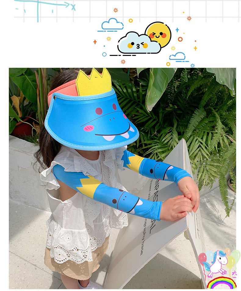 Children's Cartoon Empty Top Sunscreen Sun Hat Ice Sleeve Suit Uv Protection Hat display picture 7