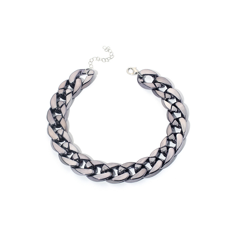 28g Weight Necklace Classification Wedding, Travel Occasion Unisex Gender Plating Design Simple Style Style White, Gold, Black Color Fashion Simple Thick Chain Women's Necklace Wild Style Hiphop Port Style Accessories Jewelry Nihaojewelry 11