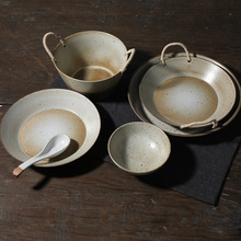 批量定做日式粗陶餐具套裝復古創意陶瓷碗盤子個性家用飯碗盤套裝