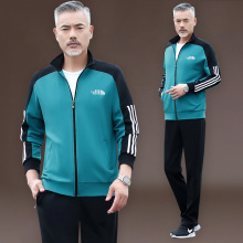 中老年运动套装男秋季宽松休闲运动服男两件套春秋大码父亲运动装