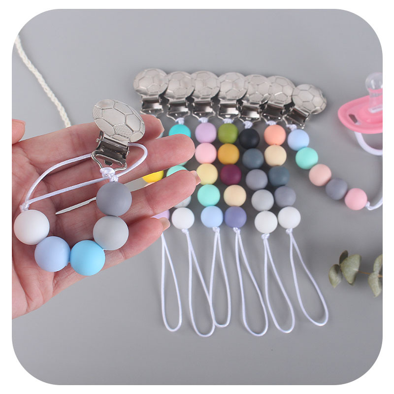 Bebé hierro fútbol chupete anti-gota cadena bebé calmante silicona chupete cadena clip anti-perdido cadena Comercio exterior nuevo estilo