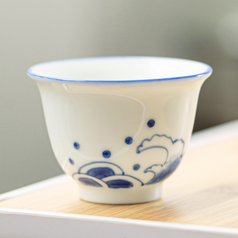 Taza de té pintada a mano cerámica hogar Kung Fu juego de té taza de té porcelana blanca hecha a mano taza de té japonesa taza pequeña taza de té Dehua