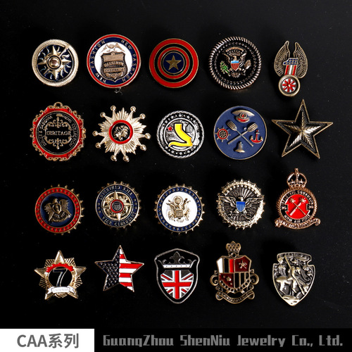 [CAA] ins trendy metal college British style retro star badge pin corsage coat badge