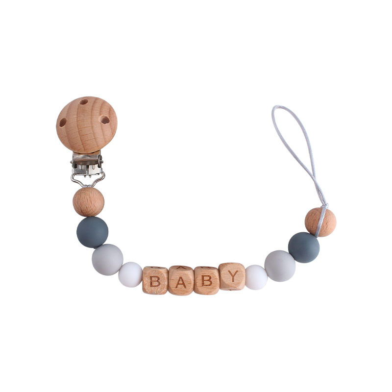 Bebé haya chupete clip grande octogonal silicona juguete mordedor personalizable bebé nombre pulsera chupete cadena traje