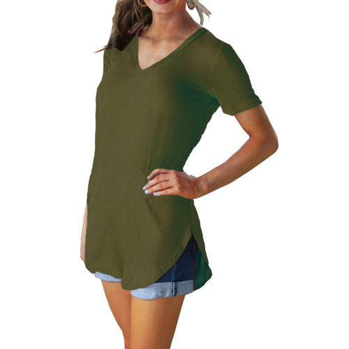 Summer and Autumn WISHEBAY Women's Plus Size V-Neck Loose Casual T-Shirt