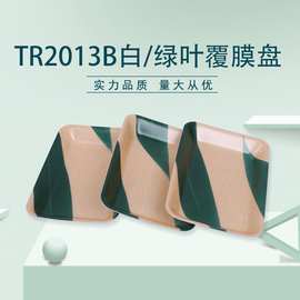 一次性PS塑料食品托盘2013木纹绿叶白色一次性水果长方形生鲜托盘