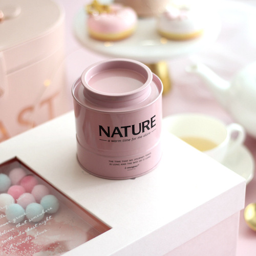 Minimalist Instagram Style Solid Color Tea Can Confetti Cookie Box, Tiered High Storage Gift Box, Metal Tea Box, Enamel Happy Tea Box