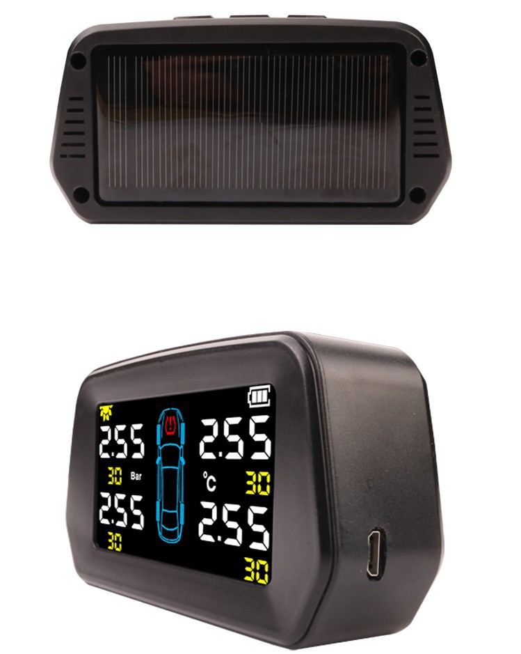 New large screen wireless tire pressure monitoring system solar large screen tire pressure monitor TPMS tire pressure built-in