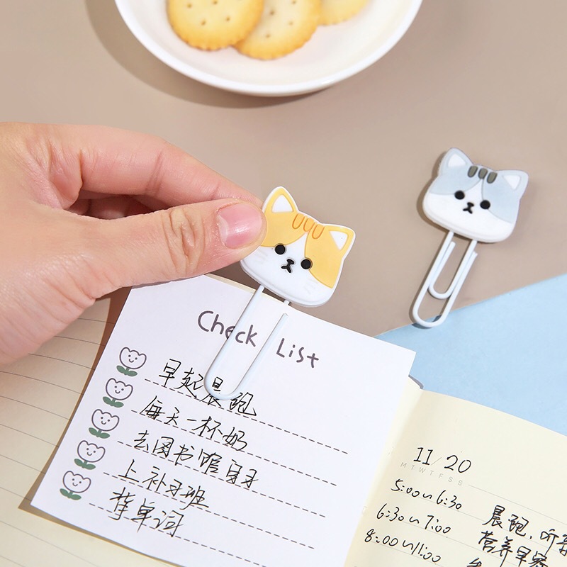 苏铁时光创意可爱苏打猫硅胶书签装饰趣味卡通猫咪曲别针便签夹