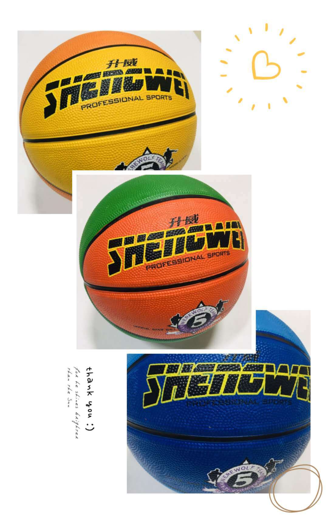 廠家直銷橡膠籃球   5號籃球   升威橡膠籃球5號1600彩色籃球