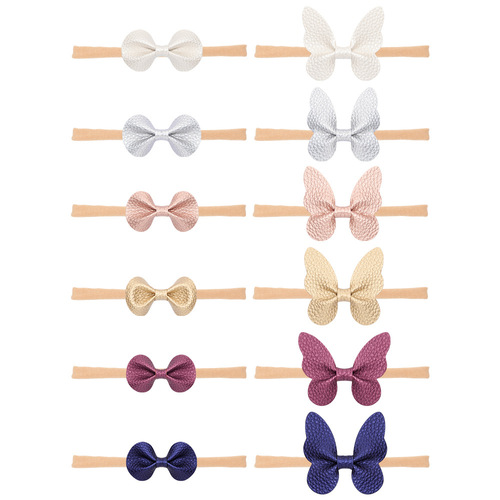 Lychee Pattern Butterfly Ear Headband Set of 12 Pieces 20616 Baby Seamless Small Hairband Nylon Elastic Headband