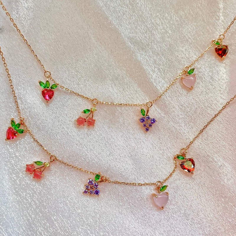 Wholesale Jewelry Color Zirconium Cherry Peach Tropical Fruit Bracelet Nihaojewelry display picture 4