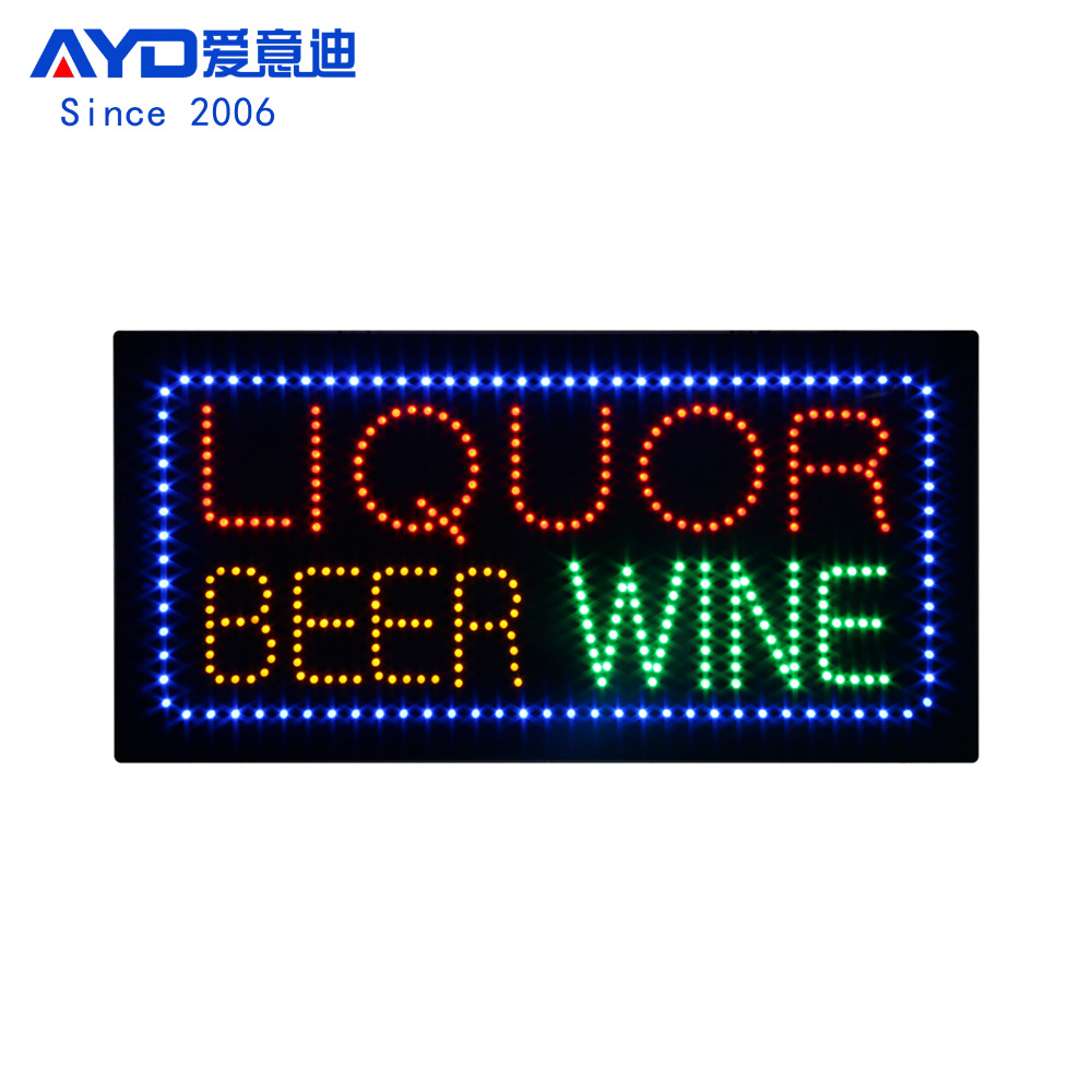 欧美出口货源LED广告牌指示牌LED LIQUOR BEER WINE SIGN 30x60cm