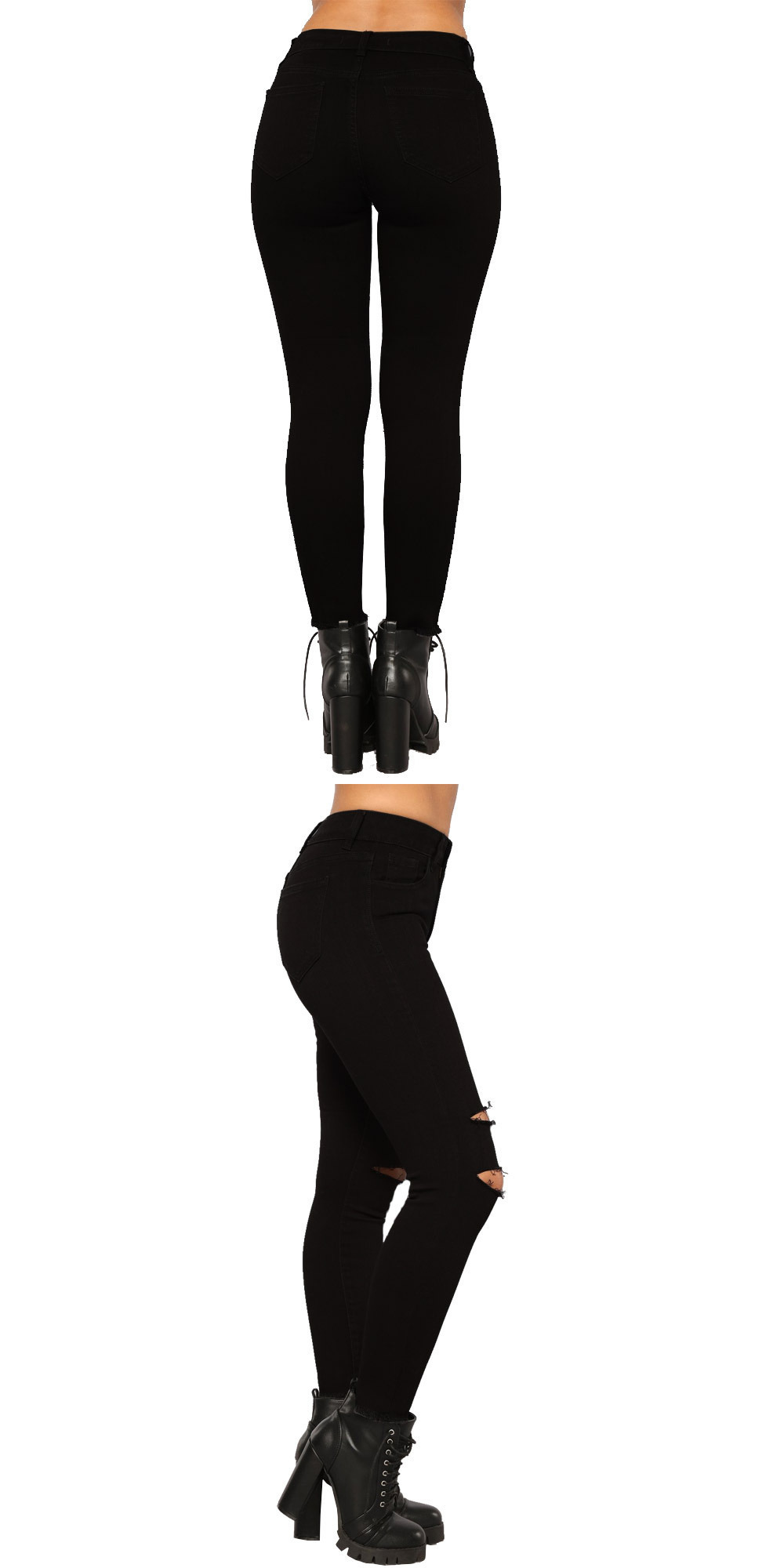 Vaqueros negros de mujer efecto desgastado – pantalones de denim_voghion.com