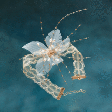 韩式新娘婚礼配饰 蕾丝手工镶钻花朵颈链choker项链 日常韩范