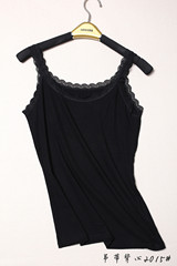 2015 All-Match, Skin-Friendly, Breathable, Comfortable, Slim-Fit Camisole—Lace Design, High-Elastic Base Layer Vest in a Threaded Korean Style