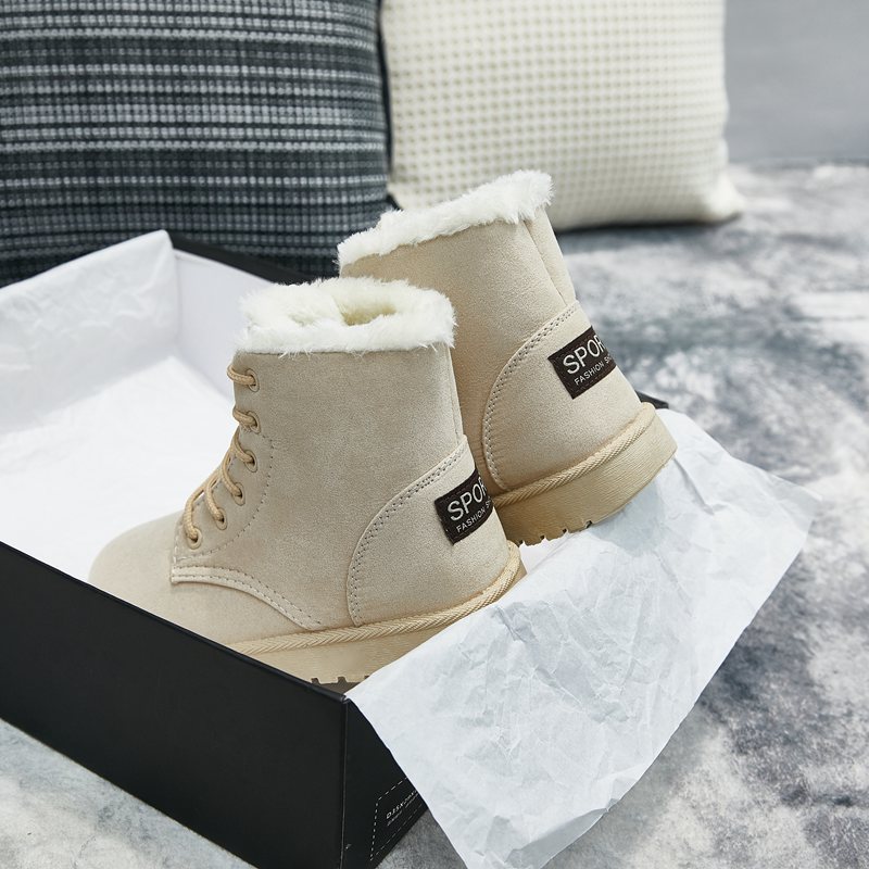 Nuevo invierno forrado de lana gruesa botas de nieve de las mujeres zapatos de algodón caliente botas cortas Martin botas de Comercio Exterior más zapatos de tamaño