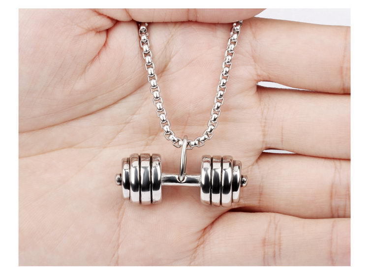 Dumbbell Pattern 1 Piece Punk Dumbbell Titanium Steel Plating Pendant Necklace