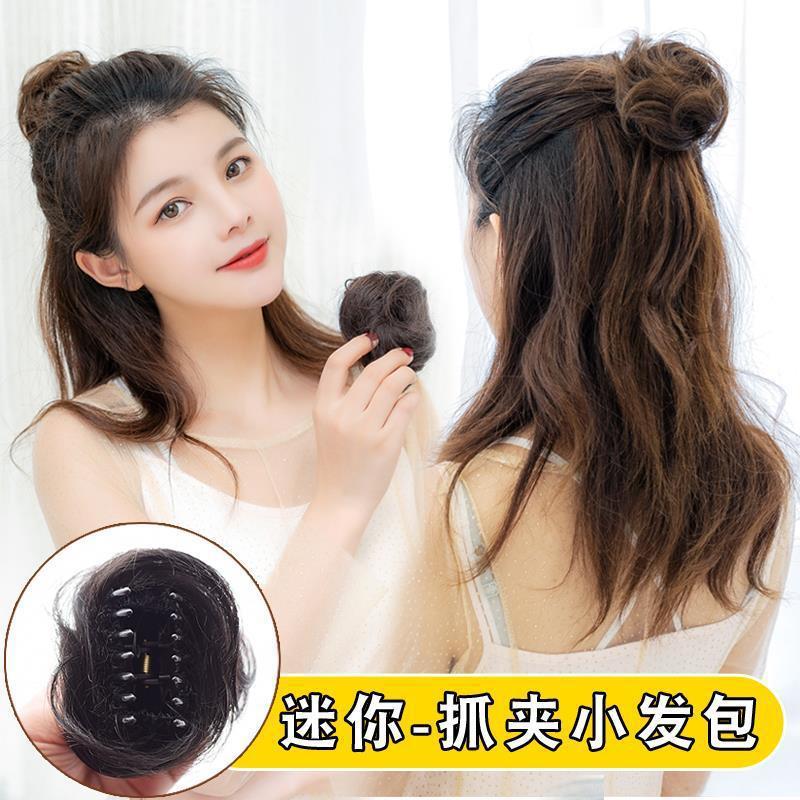 Pelo artificial Media bola cabeza peluca bolsa mujer esponjosa pelo natural clip pelo anillo pelo rizador flor corsé antiguo traje peluca bolsa