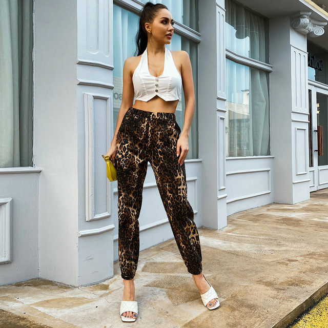 Leopard fit casual pants