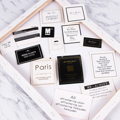 定製英文不乾膠標籤貼紙拍照道具ins黑白色瓶罐盒包裝飾貼紙標籤