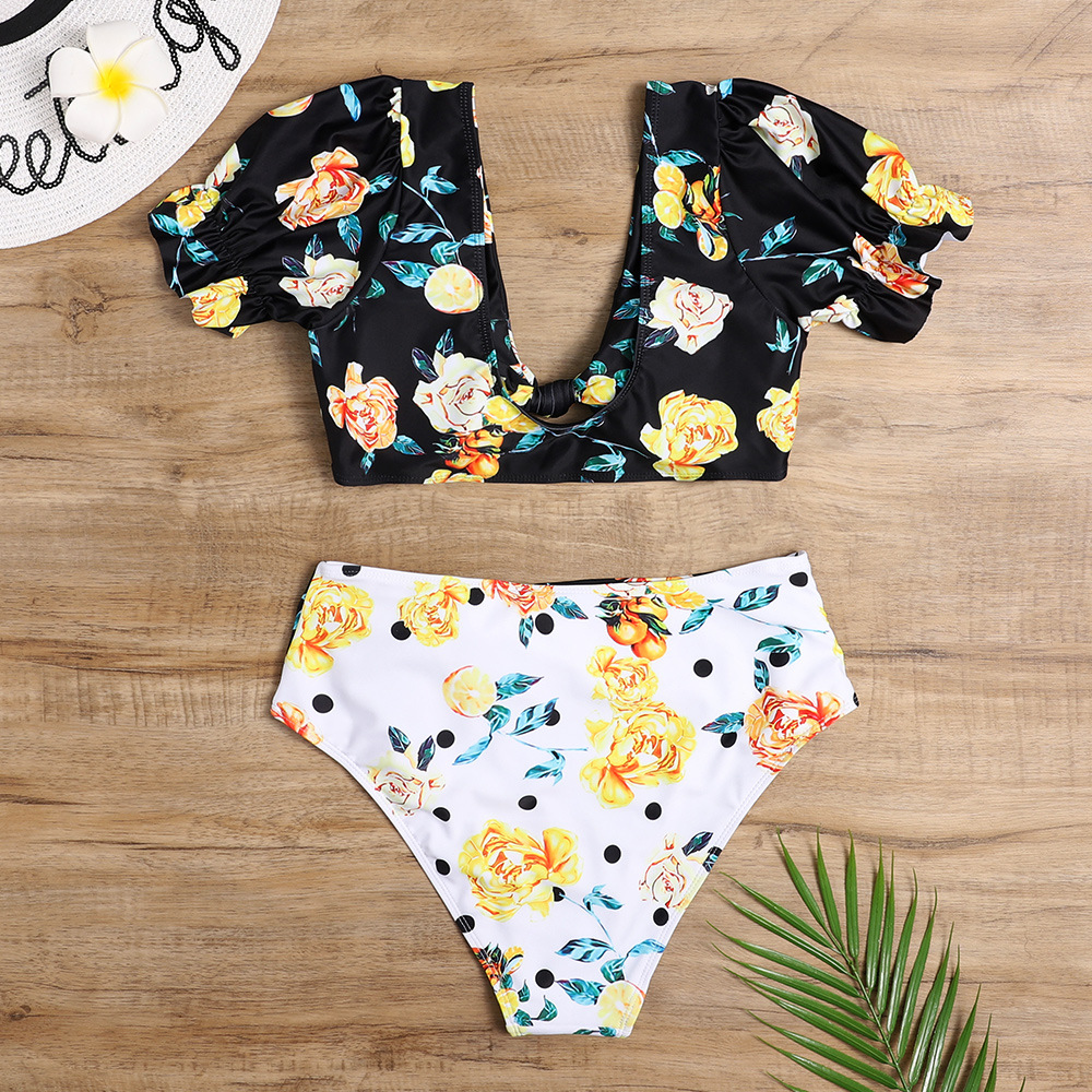 printed new short-sleeved split swimsuit  NSHL23844