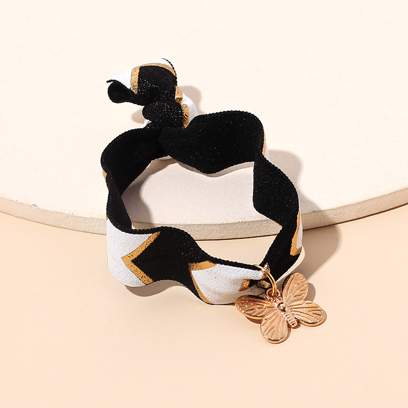 3g Weight Bracelets Classification Business, Travel Occasion Women'S Gender Purple, Red, Green, Black Color Fabric Butterfly Elastic Bracelet 6