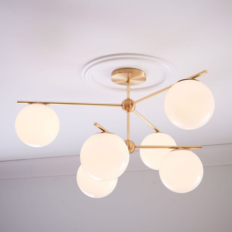 New glass magic bean lamp modern creative molecular lamp branch living room dining room simple milk white ball ceiling lamp