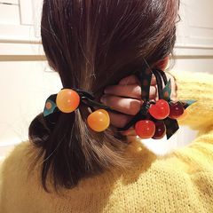 Spring and summer new style hair tie Korean Dongdaemun headband for women jelly cherry cherry hair accessories polka dot streamer rubber band