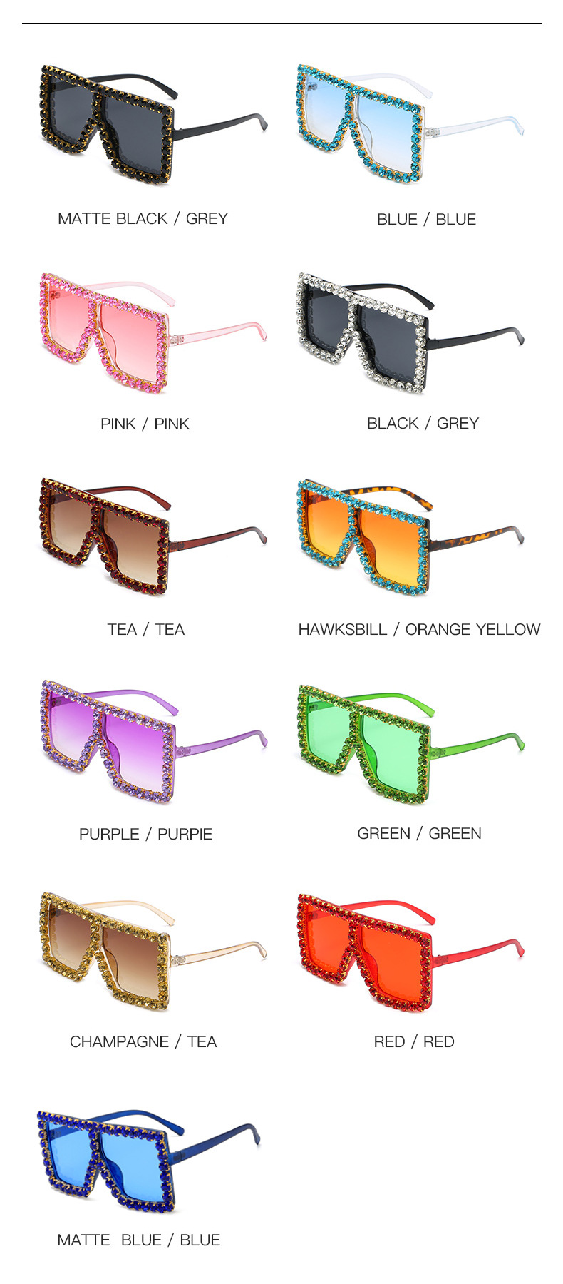 Fashion Gradient Color Pc Square Diamond Full Frame Women's Sunglasses display picture 1