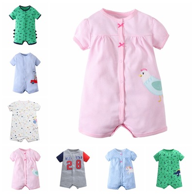 厂家直销2020婴儿宝宝哈衣爬服夏季新生儿短袖连体衣纯棉包屁衣