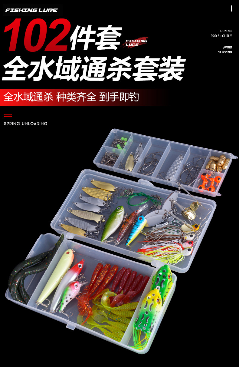 Soft Fishing Lures Kit for Bass, Baits Tackle Including Trout, Salmon, Spoon Lures, Soft Plastic Worms, CrankBait, Jigs, Fishing Lure Set with Free Tackle Box