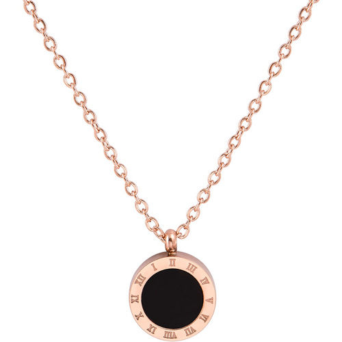 Titanium Steel Short Women's Pendant Versatile Thin Chain Clavicle Chain Letter Ring Rose Gold Necklace Simple Temperament Korean Trend