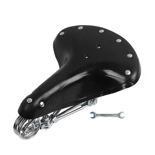Bicycle cowhide saddle true three-spring cushion retro saddle cowhide saddle seat bag bicycle accessories