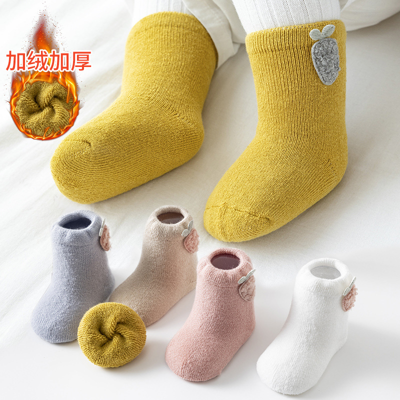 Baby Socks Autumn and winter Terry socks Plush thickening keep warm baby 0-3 1 year old newborn children Spring and autumn payment Stockings