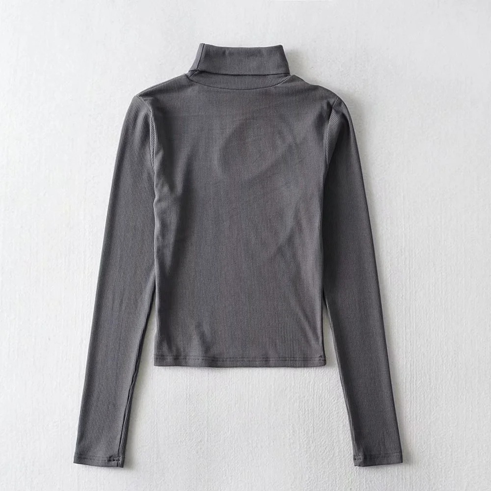 high neck long sleeve hollow T-shirt  NSAC13886