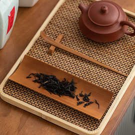 竹制茶荷茶则茶道三件套装赏茶盒手造茶夹茶拨茶针功夫茶具配件