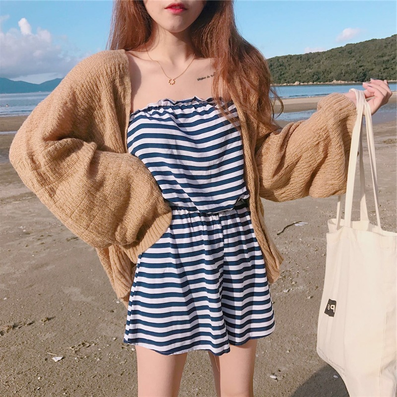 Cárdigan de Punto Moderno para Mujer, Estilo Coreano de Verano 2025, Cuello en V, Estilo Universitario, Holgado, Protector Solar, Chaqueta Delgada