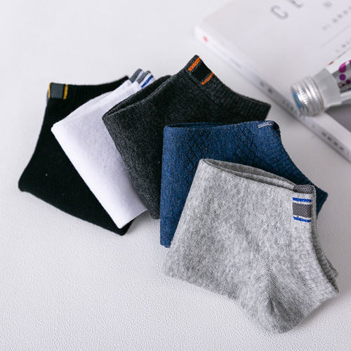 Men's Short Socks Summer Thin Breathable Cotton Socks Anti-Odor Absorbent Low Top Boat Socks Summer White Sports Socks
