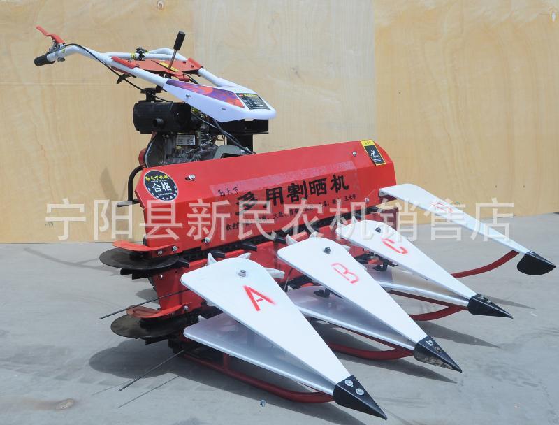 手扶式动力一体机玉米割晒机农作物收割晾晒摆放整齐有操作视频