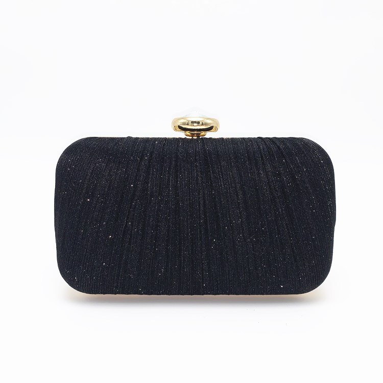 Black Gold Silver Nylon Solid Color Square Clutch Evening Bag display picture 4